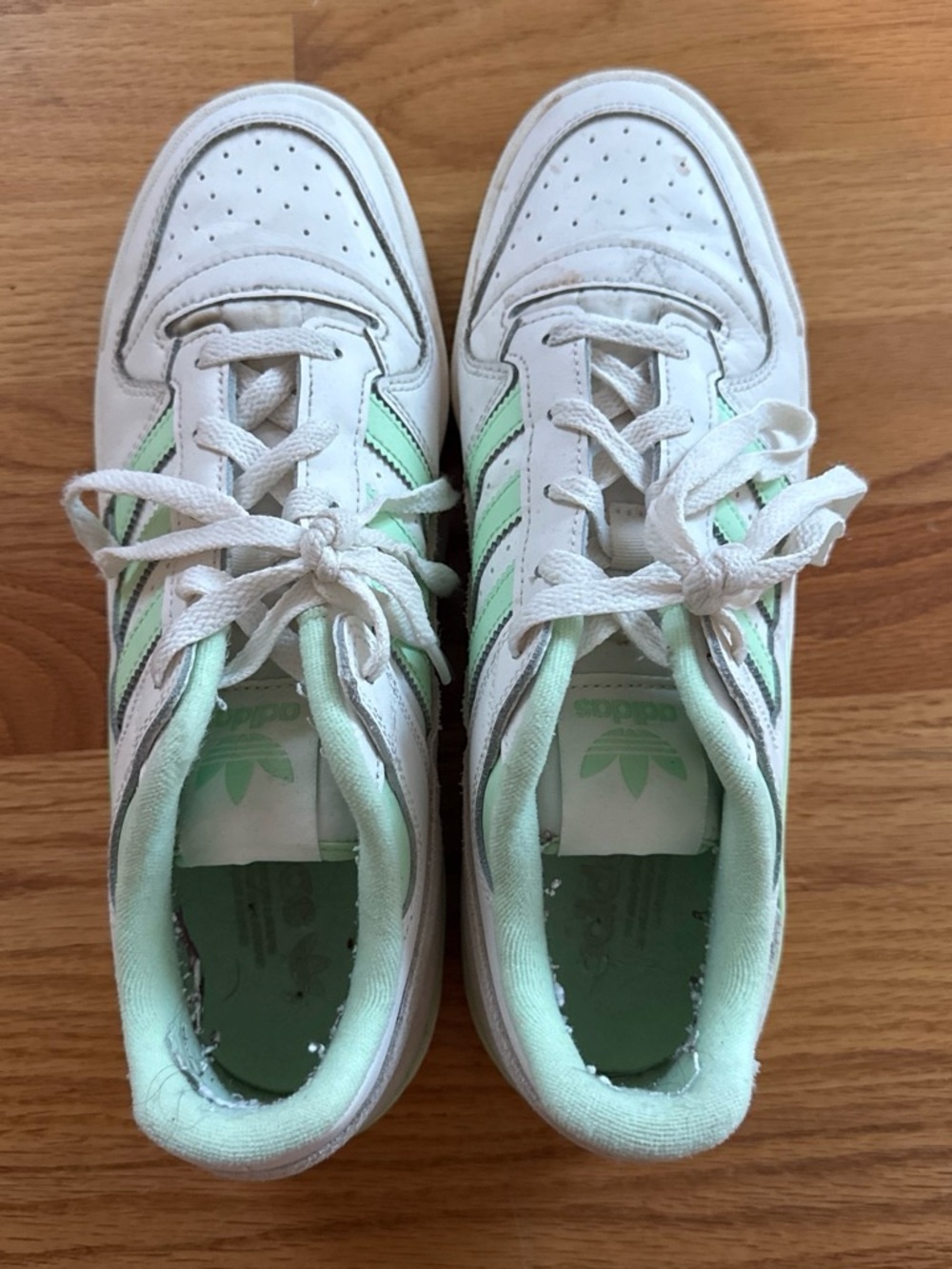 adidas White Sneakers with Mint Accents